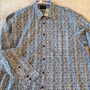 Tommy Bahama Indigo Palms Shirt Floral Button Down Blue Cotton Men’s XL New